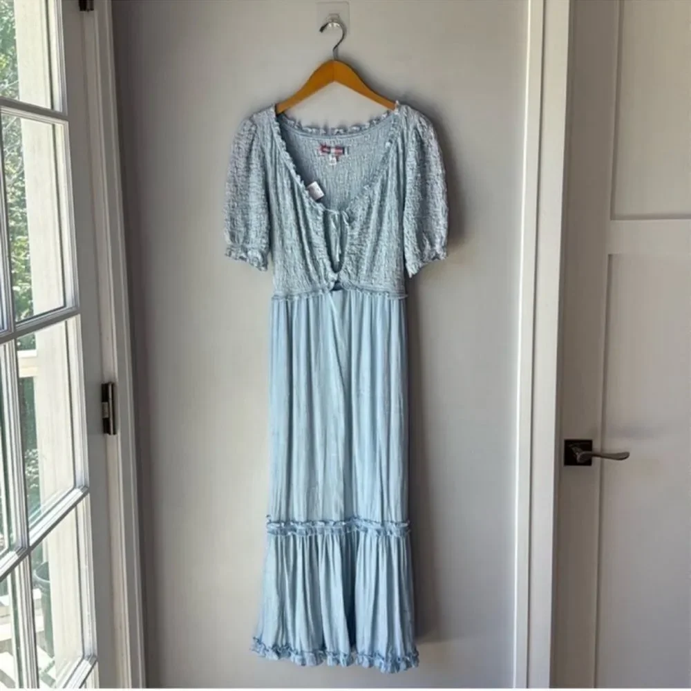 NWT Urban Outfitters Twee Picnic Time Midi Dress Blue